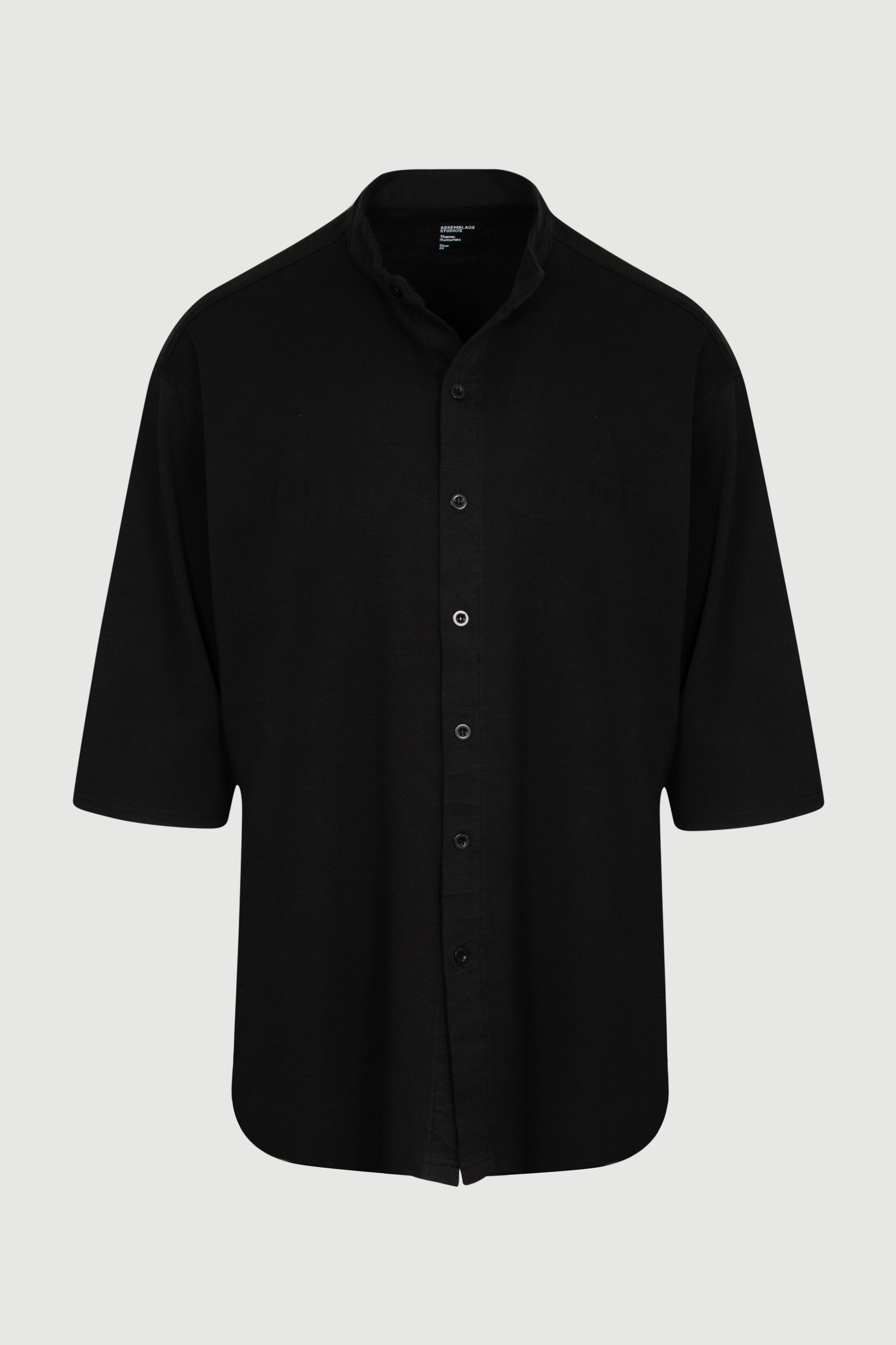 Button down t-shirt / Unisex / Black