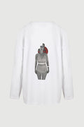 Woman With Bra Long-Sleeve Tee - back print